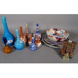 Asian ceramics, including; mainly 20th century bottle vases, two plates and a bowl, (qty).