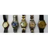 A Rotary gilt metal and steel lady's bracelet wristwatch, a Rotary steel lady's bracelet wristwatch,