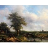 Willem Elisa Roelofs (1874-1940), A Dutch canal landscape, oil on panel, signed, 41cm x 53.5cm.