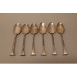 Six various silver tablespoons adapted to the Onslow pattern, (6).