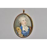 Late 18th century English school, portrait on miniature of an actor- possibly David Garrick,