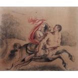 English School (c.1800), The centaur Nessus abducting Deianira, red and black chalk, 38.5cm x 45.