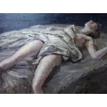 Nicholas Egon (1912-?), Reclining nude, oil on board, signed and dated '56, 74cm x 100cm.