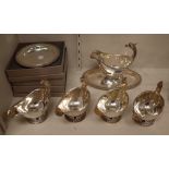 A group of Christofle plated wares, comprising; a large sauce boat with integral stand, 23.