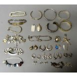 Silver and other jewellery, comprising; a charm bracelet, five further bracelets,