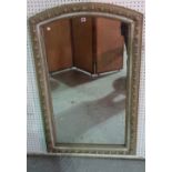 A 19th century French green painted arch top mirror, with split beading decoration,