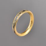 An early George III gold and black enamel mourning ring,