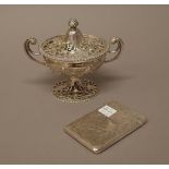 Silver, comprising; a twin handled pot pouri bowl and cover,