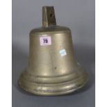 An early 20th century brass ships bell, 28cm high.