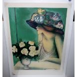 Jean-Pierre Cassigneul (French 1935- ), Profile and Vase of Roses, colour lithograph, signed, E.A.
