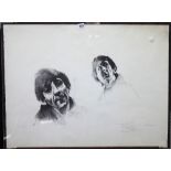 William Thomas (20th century), Double portrait of the actor Jack MacGowran, lithograph, signed,
