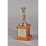 A silver golfing trophy, modelled as the standing figure of a golfer, Birmingham 1972,