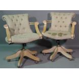 A pair of 20th century limed oak office open armchairs. (a.f.) (2).