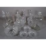 Glassware including; 20th century cut glass decanters and bowls, (qty).