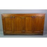 A 19th century French oak side cabinet with four panelled cupboard base, 200cm wide x 107cm high.
