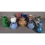 Ceramics; a quantity of decorative vases, Dartmouth, a Mexican pottery vase and sundry.