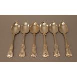 Silver table flatware, comprising; three Victorian King's pattern dessert spoons,