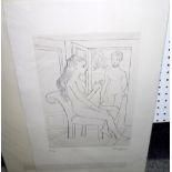 Paul Delvaux (1897-1994), La Visite, etching, signed and numbered 15/30, approximately 39 by 27.