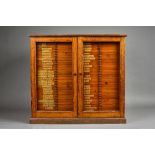 A late Victorian oak table top collector's/microscope slide cabinet,