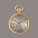 A gold cased, keyless wind, openfaced gentleman's dress watch, with a gilt jewelled lever movement,