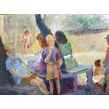 Attributed to Ronald Ossory Dunlop (1894-1973), Children beneath a tree, oil on board, signed,