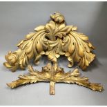 A pair of 19th large century gilt gesso acanthus corner mounts,