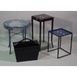 20th century furniture, including; a metal and glass circular occasional table,