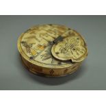 An unusual animal horn circular snuff box dated 1809,