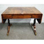 A Regency rosewood sofa table with single frieze drawer on four downswept supports,