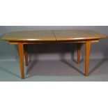Gordon Russell; a 20th century teak rectangular extending dining table, on tapering supports,