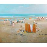 David Jan Curtis (b.1948), Mid-day, Sandsend, oil on canvas, signed, 60cm x 75cm.