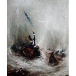 David Cartwright (b.1944), Battle scene, oil on canvas, signed, 74cm x 59cm.