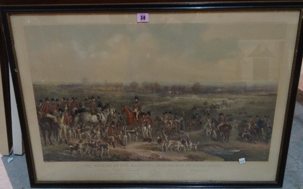 After Francis Grant, The Meeting of her Majesty's stag hounds on Ascot Heath, lithograph by F.