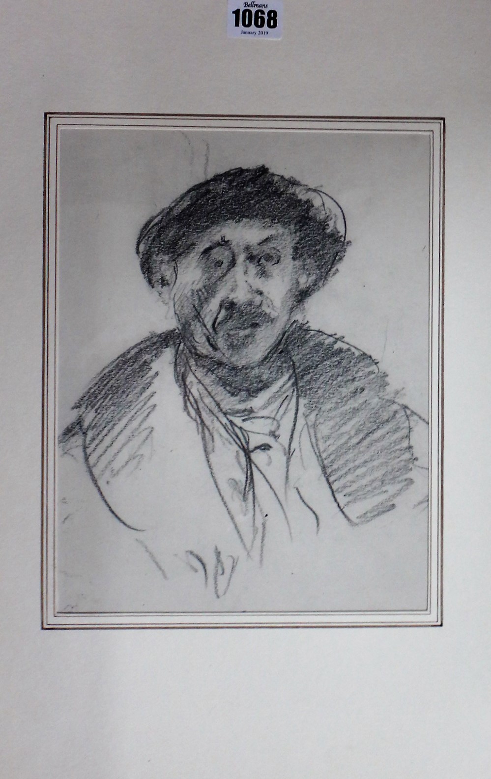 Lovis Corinth (1858-1925), Self portrait, charcoal, signed, inscribed and dated 1920, - Image 2 of 5