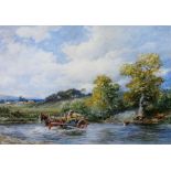 David Bates (1840-1921), Ford on the river Benny, watercolour, signed, inscribed and dated 1904,