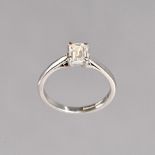 A platinum and diamond single stone ring,