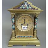 A French gilt brass and cloisonne mounted 8 day mantel clock, late 19th century,