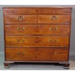 A late George III mahogany chest of two short and three long drawers on ogee bracket feet,