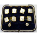 A gentleman's gold, mother-of-pearl and seed pearl set evening wear set,