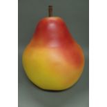 Untitled; a large two tone orange/yellow pear, unsigned, 41cm high overall.