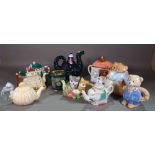 A quantity of decorative novelty tea pots including Golden Syrup, collages and sundry, (qty).