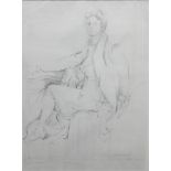 John Minton (1917-1957), Seated woman, pencil, 36cm x 26cm.
