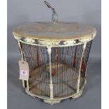 An unusual early 19th century bird cage with canvas top, 45cm wide x 50cm high.