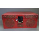 A modern Chinese papier mache lacquered chest,