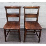 Mealing Bros Ltd; a set of eight early 20th century stained beech and elm chapel chairs,