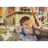 Edward Seago (1910-1974), Fishing boats Chieggia, Italy, watercolour, signed, 26cm x 37cm.