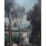 Paul Alfred de Curzon (1820-1895), Naples Roof tops, oil on canvas, signed with monogram, 30.