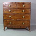 A George III mahogany straight front chest of two short and three long drawers,