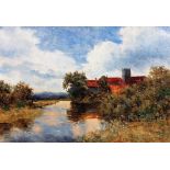 Campbell Mellon (1876-1955), Yateley Church, oil on canvas, 16.5cm x 24cm.