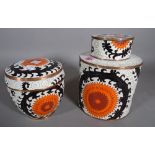 A 20th century cloisonne pot decorated in white, orange and black and another, (2).
